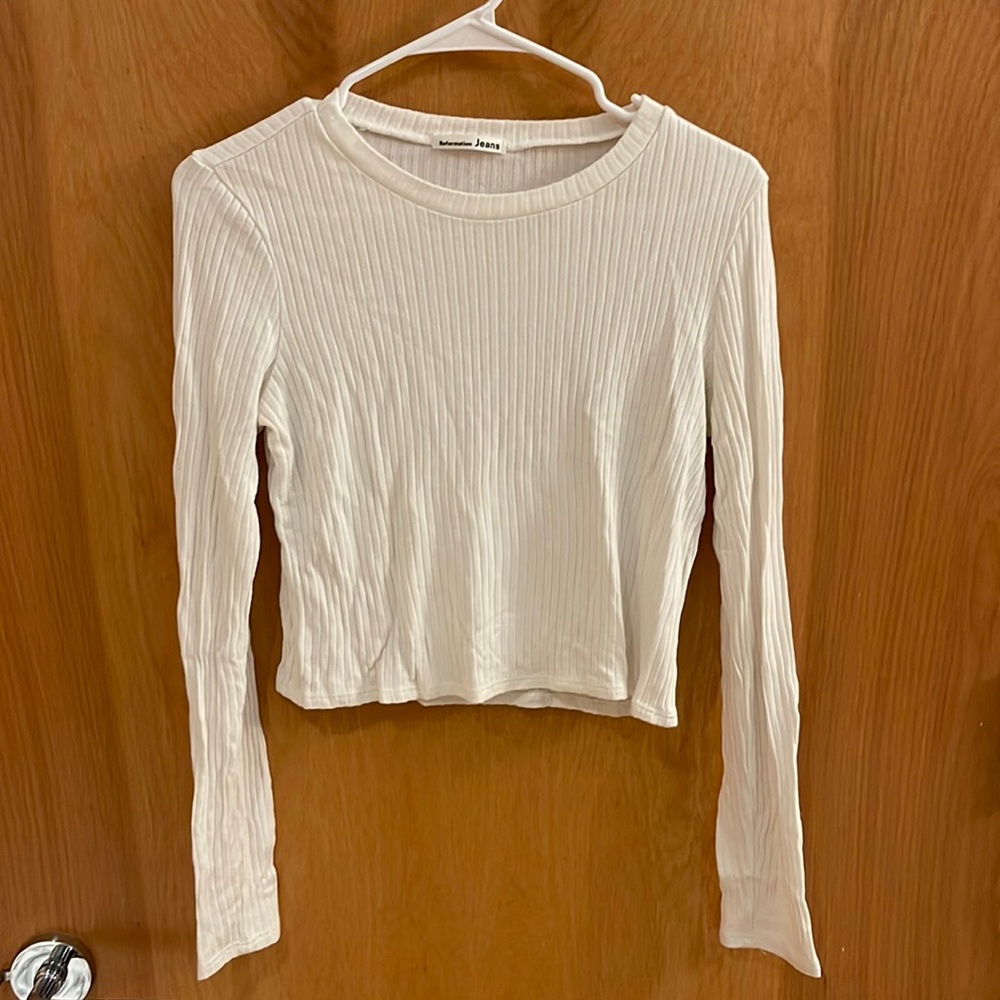 Reformation Cotton Ribbed Cropped Long Sleeve
